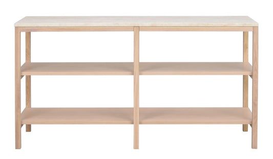 Rowico ORWEL Console Table, Beige Travertine Whitewashed Oak, 140 CM