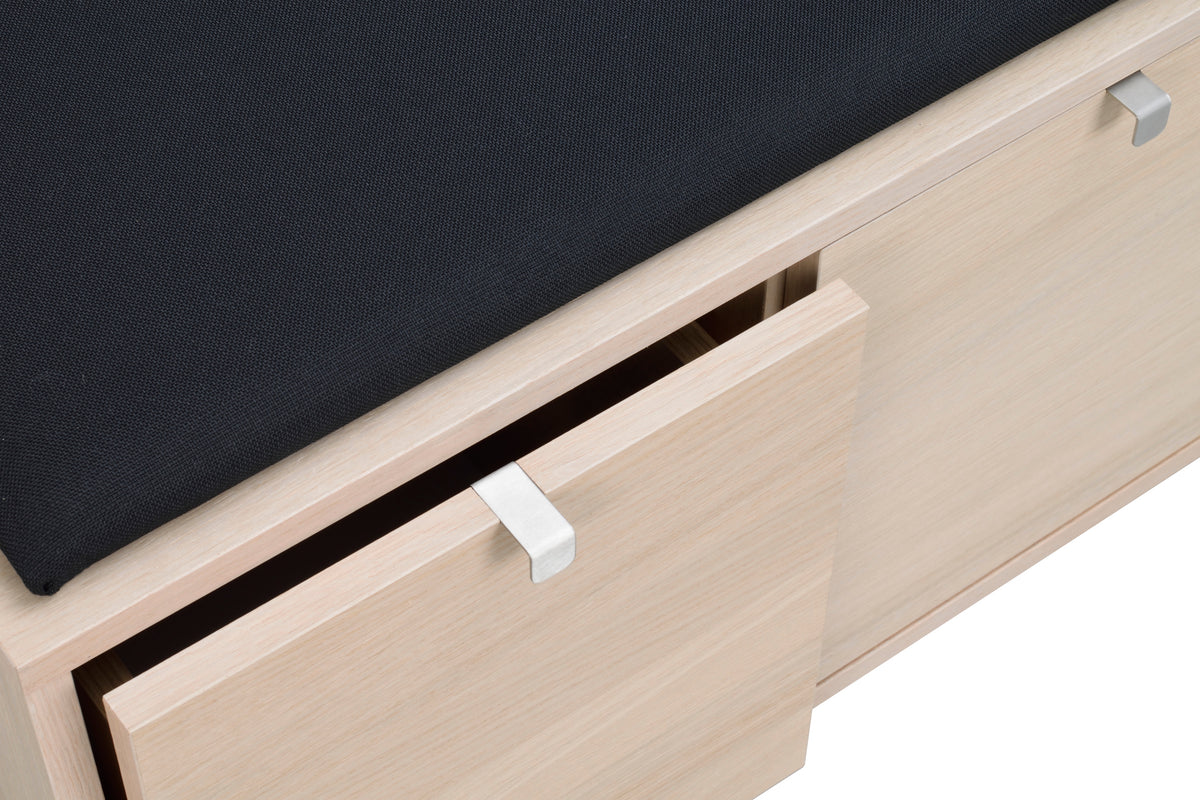 CONFETTI 2 Drawer Bench – Whitewash oak / black fabric – 10