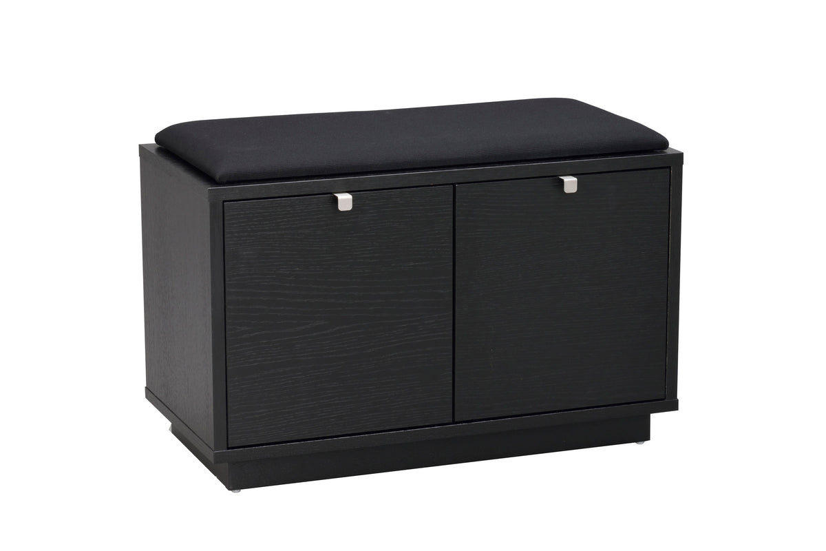 CONFETTI 2 Drawer Bench – Black stained oak / black fabric – 4