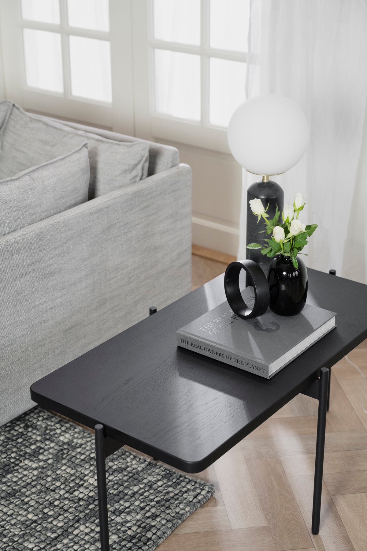 SHELTON Coffee Table 95CM & 145CM – Small – 95 x 50 cm / black oiled ash/black metal – 6