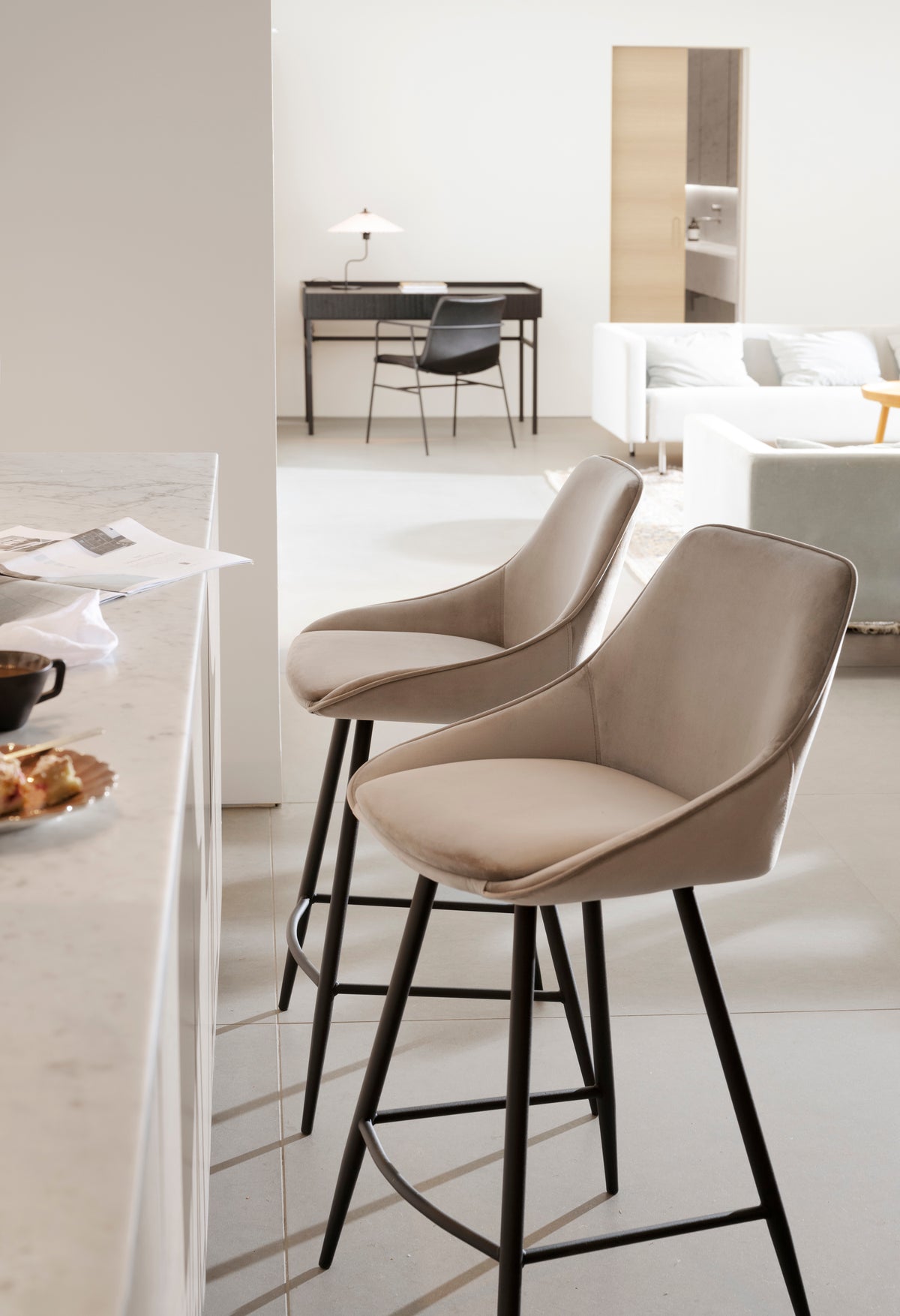 Sierra Bar Chair (2-Pack) – Beige Velvet – 2