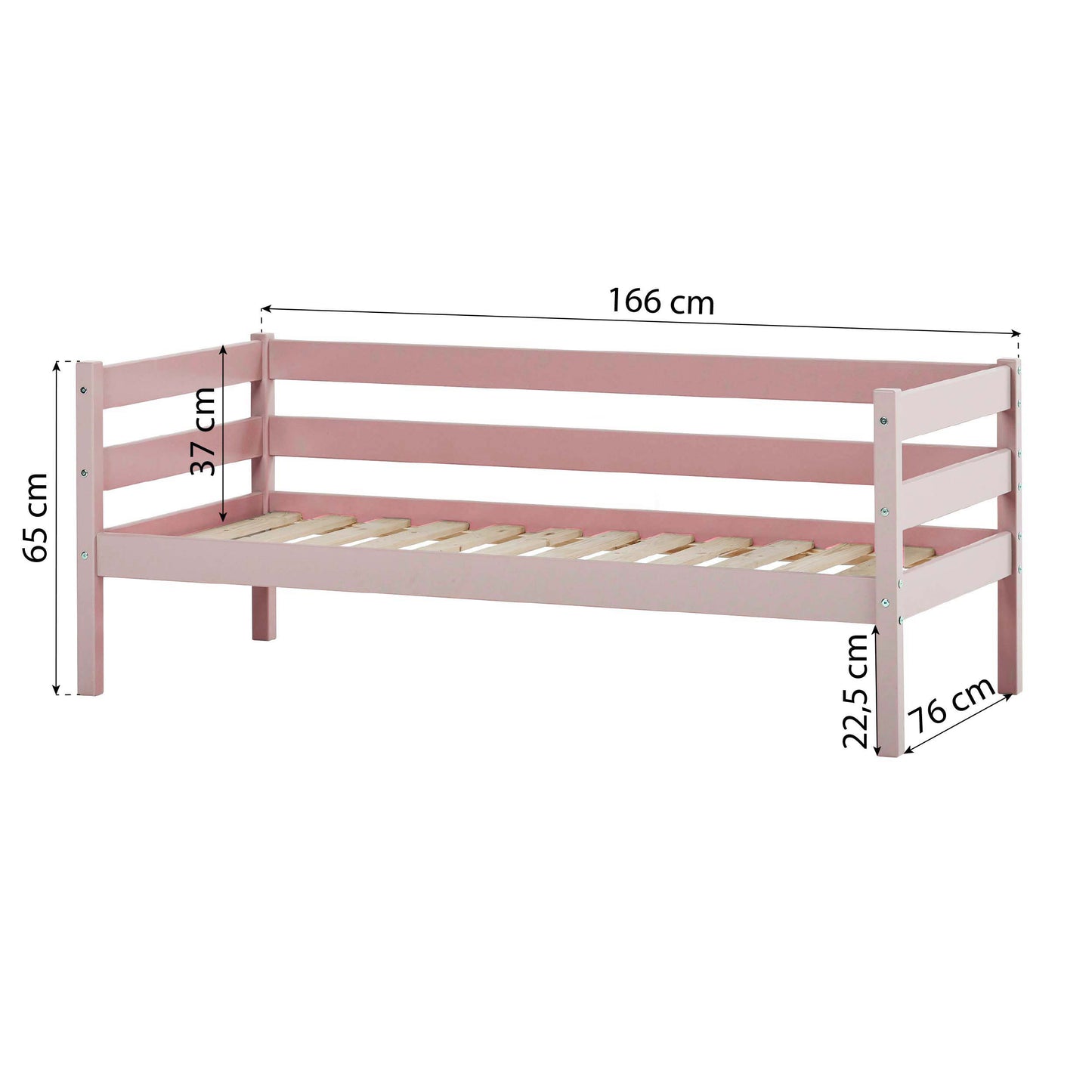 Hoppekids ECO Comfort junior bed 70x160 cm, Pale Rose
