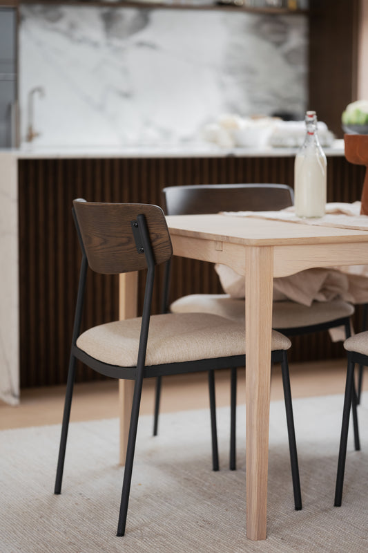 Maymont Stackable Dining Chair (Set of 2) – Brown Oak / Light Beige – 3