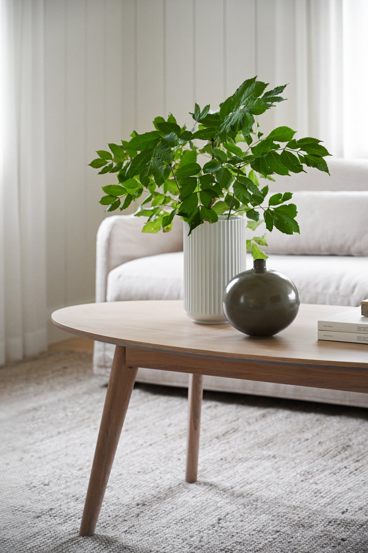 YUMI Oval Coffee Table 130CM – Whitewashed Oak – 3