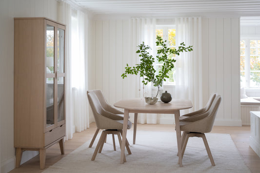 FILIPPA Glass Cabinet with Drawer – Whitewashed Oak – 3