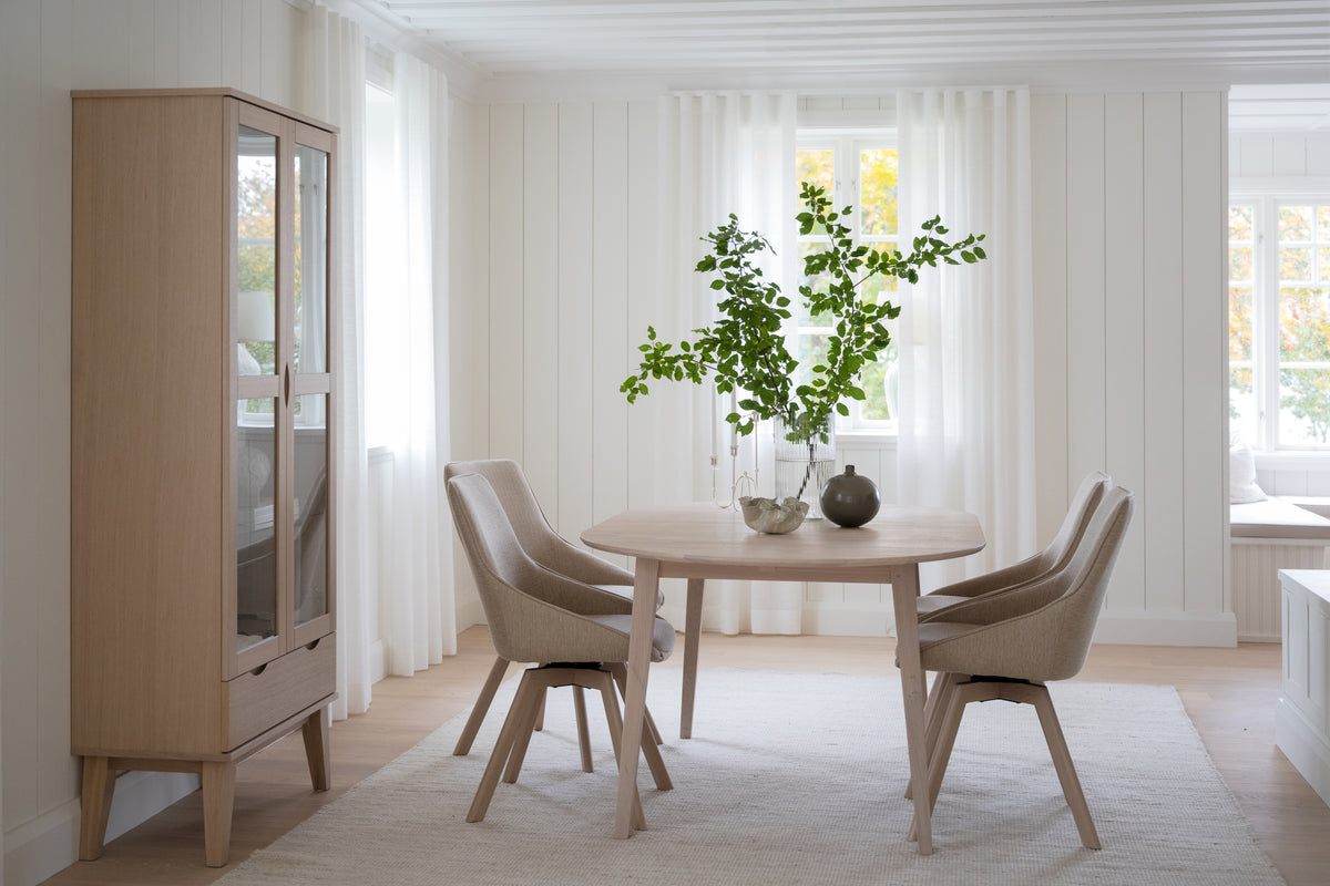 FILIPPA Glass Cabinet with Drawer – Whitewashed Oak – 3