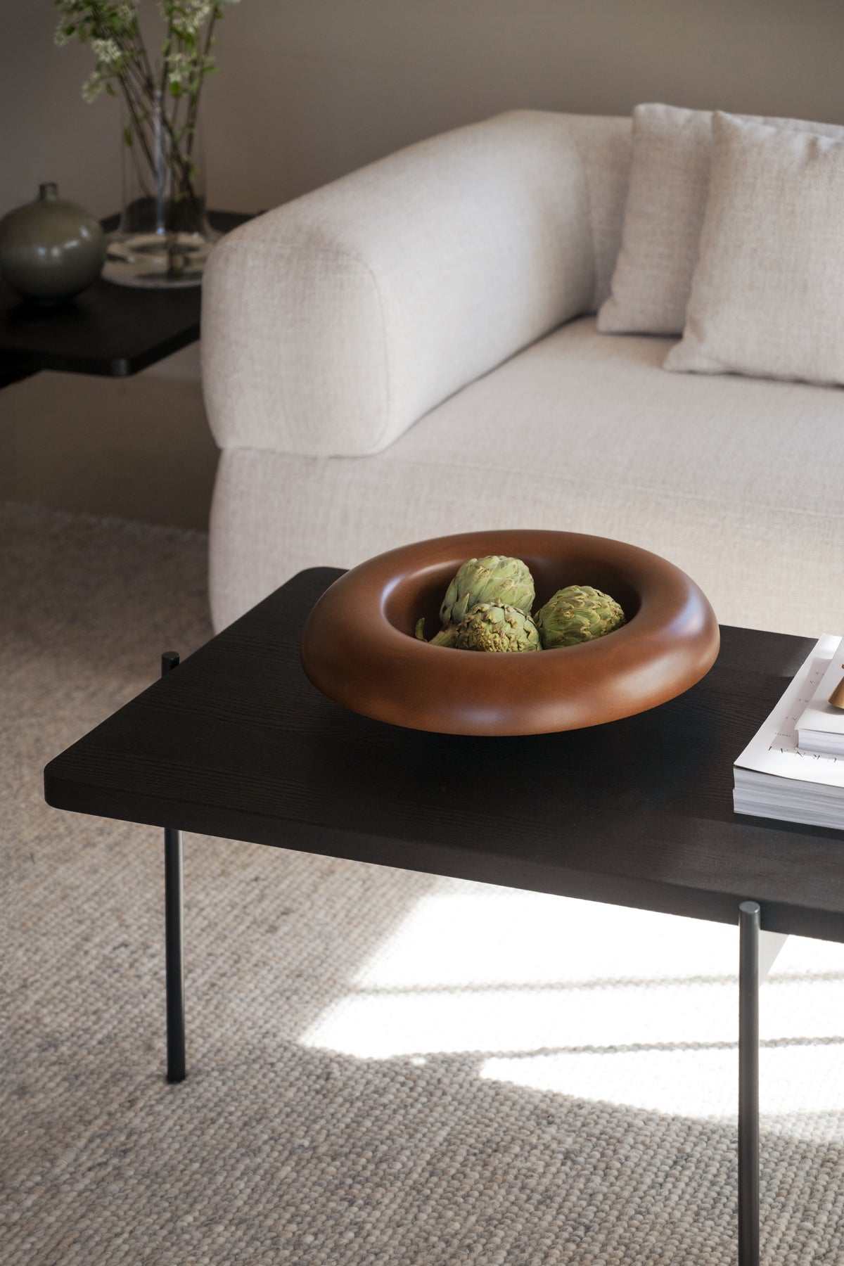 SHELTON Coffee Table 95CM & 145CM – Medium – 145 x 60 cm / black oiled ash/black metal – 4