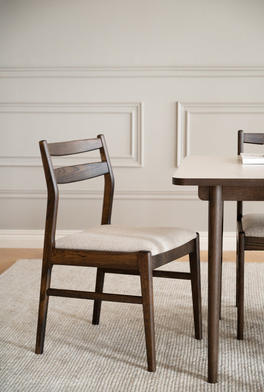 Kerwin Dining Chair (Set of 2) – Brown Oak / Light Beige – 2