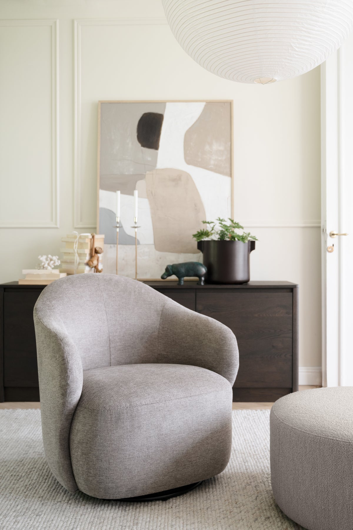 Chapeltown Swivel Lounge Chair – Beige – room setting