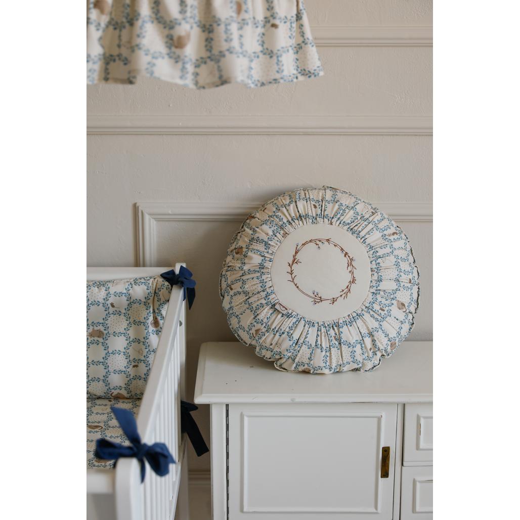 Blue Cottage Round Boho Cushion by Malomi Kids