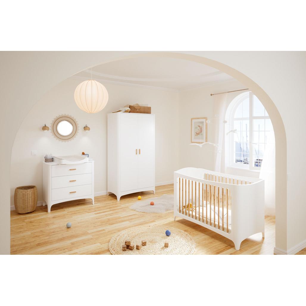 NÉRÉE Neige Evolutive Bed 70 x 140 CM - From Crib to Junior Bed