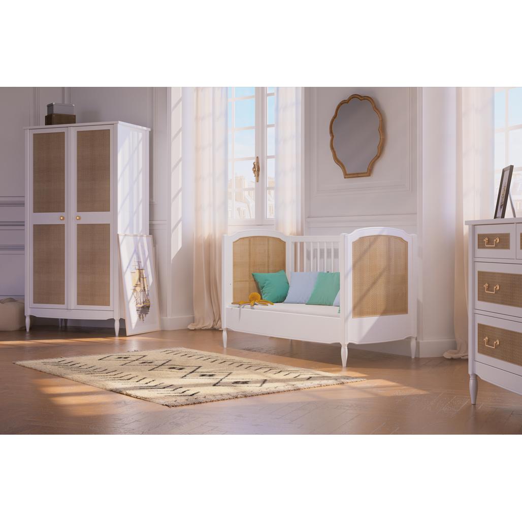 HERMIONE NEIGE Evolutive Bed 60 × 120 cm – From Crib to Toddler Bed