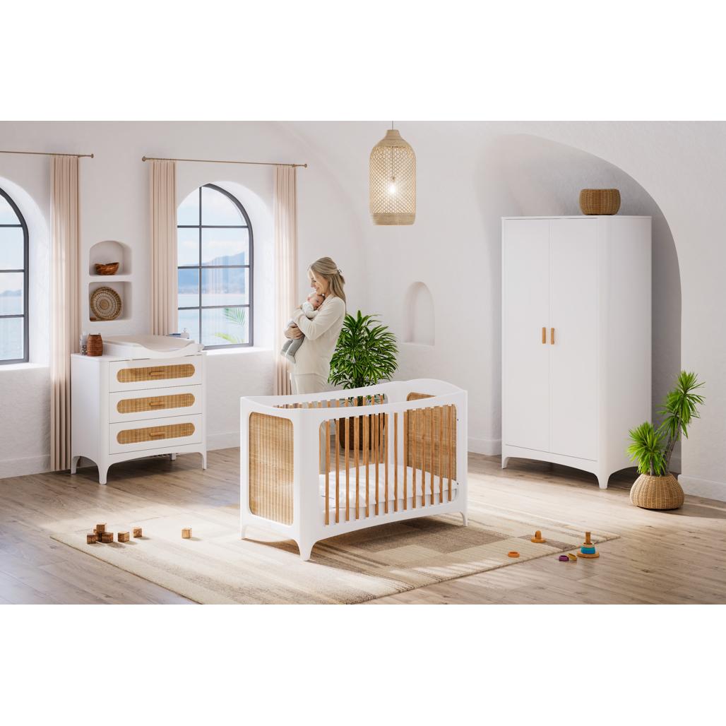 NÉRÉIDES Neige Evolutive Bed 60 x 120 CM - From Crib to Toddler Bed