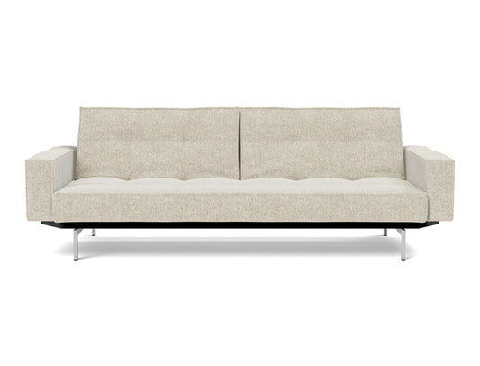 SPLITBACK Sofa Bed with Arm Rests Chrome, front