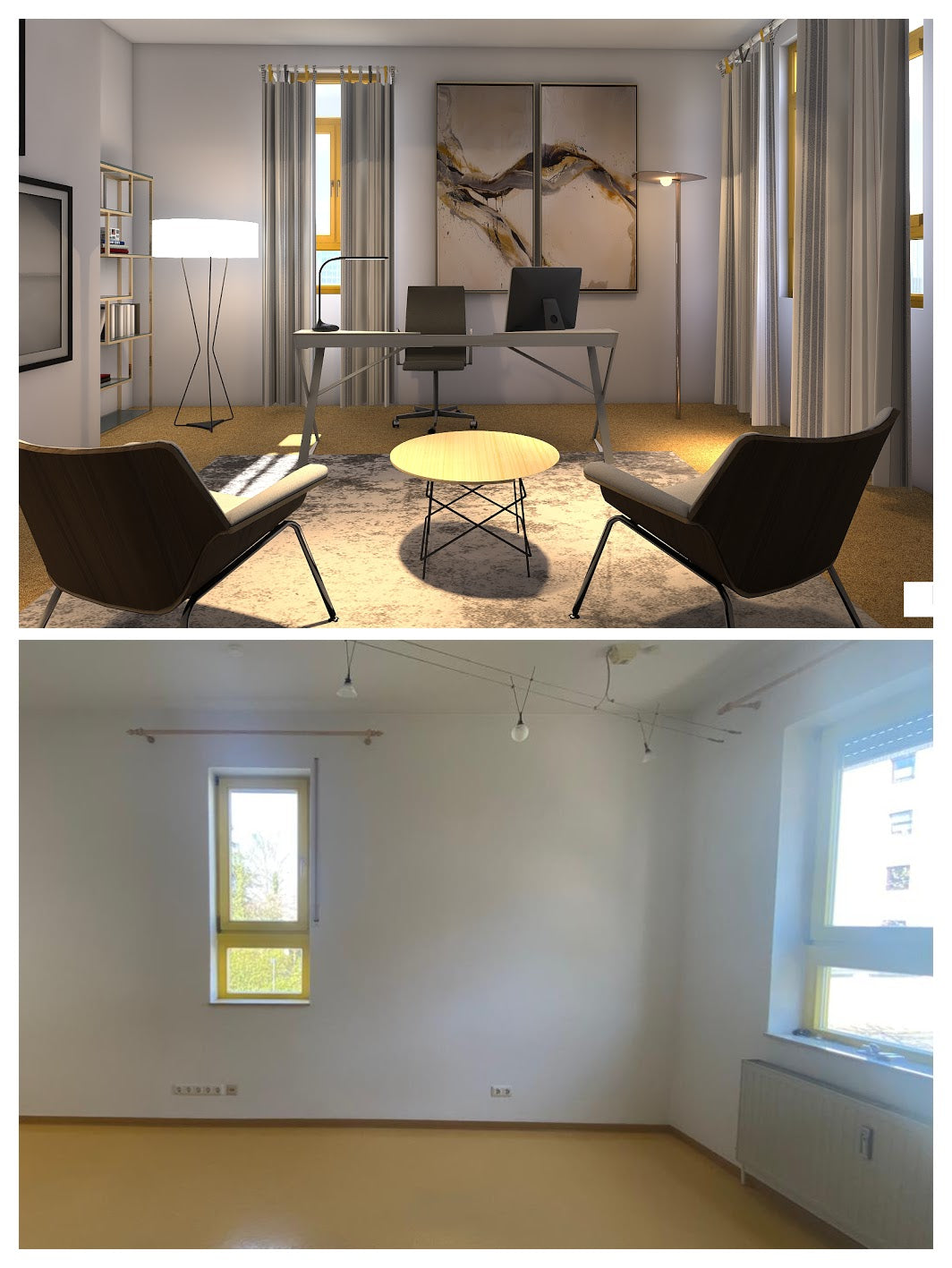 Proyecto de diseño de interiores en 3D para una habitación