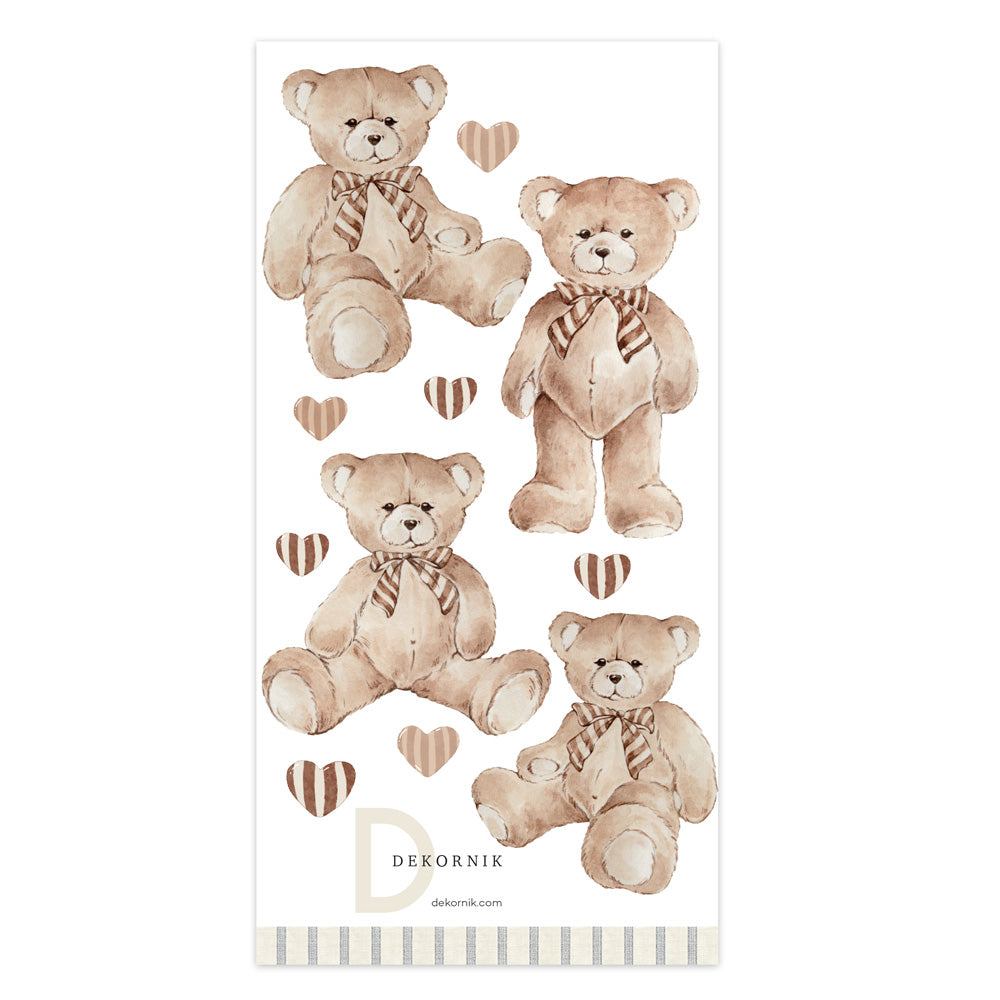 Teddy bears hearts stripes Wall stickers