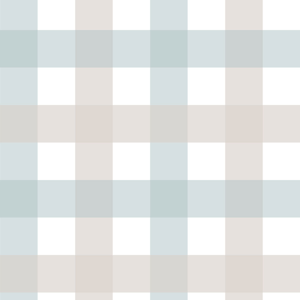 Provence check beige blue medium Wallpaper