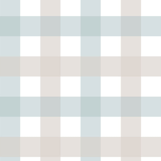 Provence check beige blue medium Wallpaper