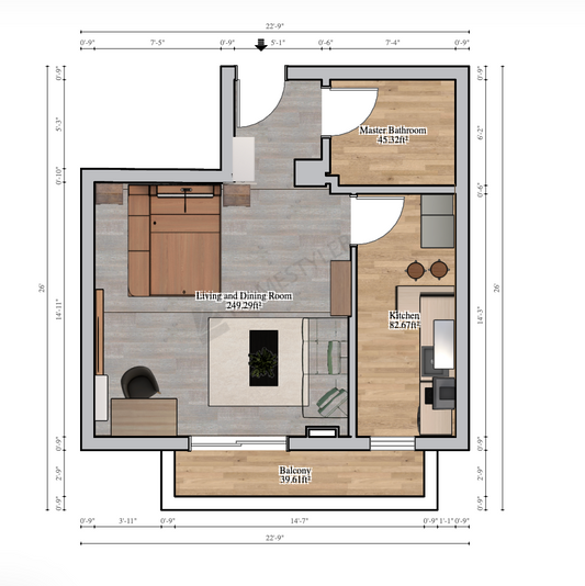 3D Interior Design Project for One Room
