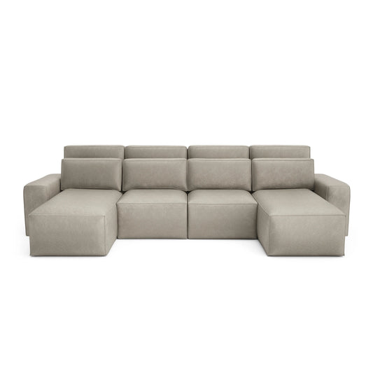 Corner Sofa Bed JORDAAN - U shape - Cream