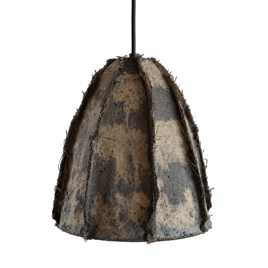 Paper Mache and Jute Hanging Lamp - L