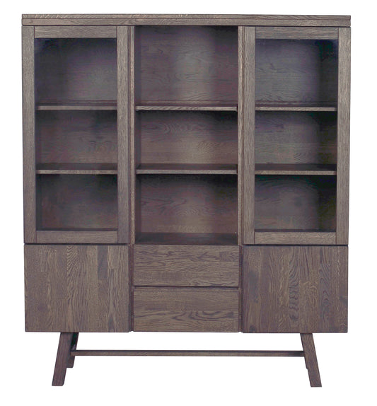 BROOKLYN Oak Vitrine 130 CM – Dark brown