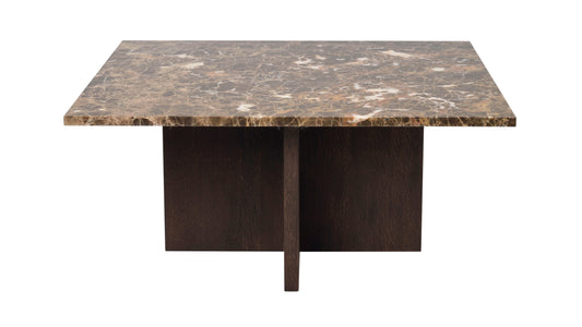BROOKSVILLE Square Coffee Table 90 CM – Brown marble & brown oak
