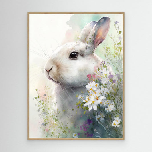 Rabbit and Flowers 1 by Bilge Paksoylu