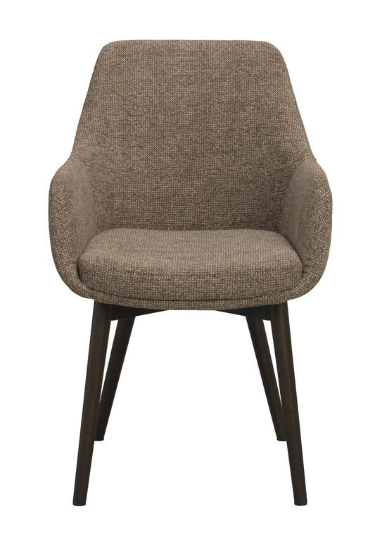 Denley Dining Chair with Armrests (Set of 2) – Dark Beige / Brown Oak