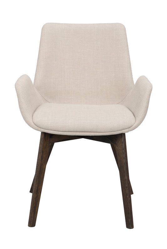 DRIMSDALE Beige Set of 2 Armchairs – Brown oak
