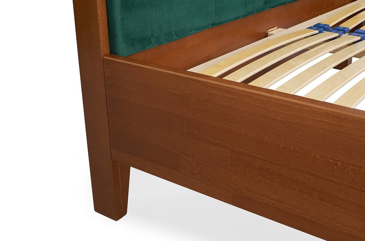 FRIDA Beech Bed with Upholstered Headboard