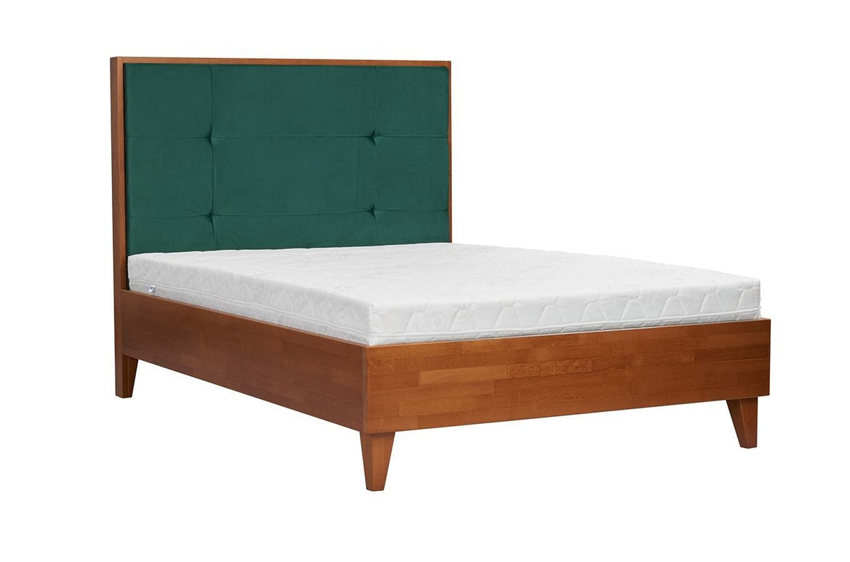 FRIDA Beech Bed with Upholstered Headboard