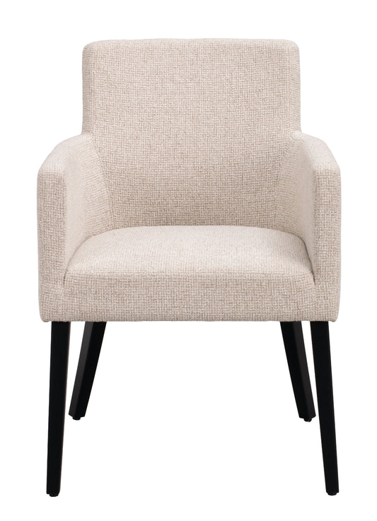 Hudson Dining Armchair (Set of 2) – Light Beige / Black Oak
