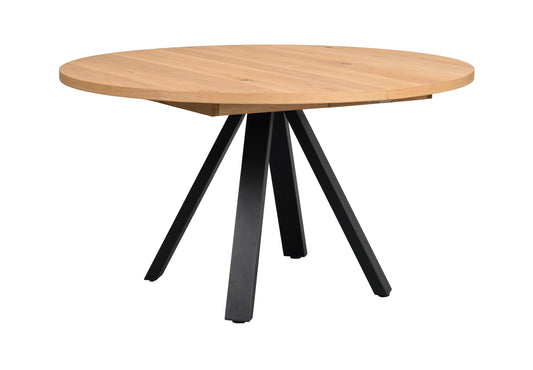 Maddock Round Extendable Dining Table Ø135 cm – Oak / Black