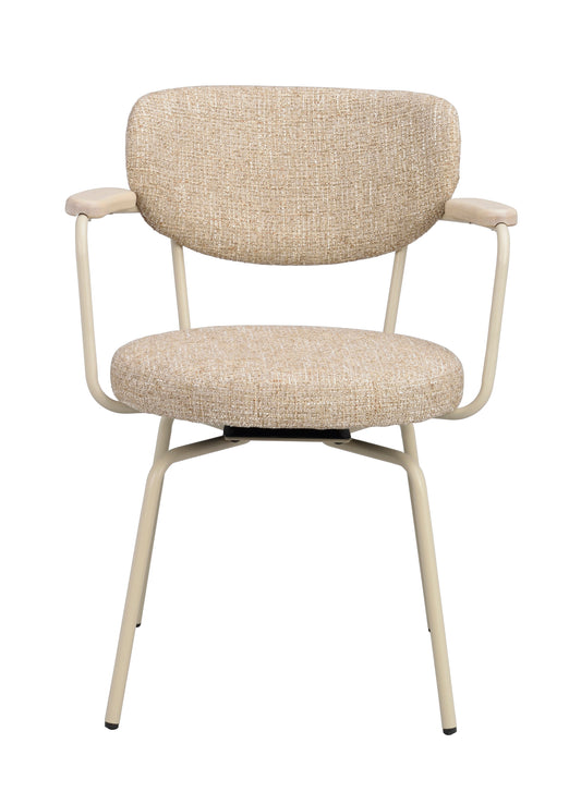 Merrick Swivel Dining Armchair (Set of 2) – Dark Beige / Beige Frame