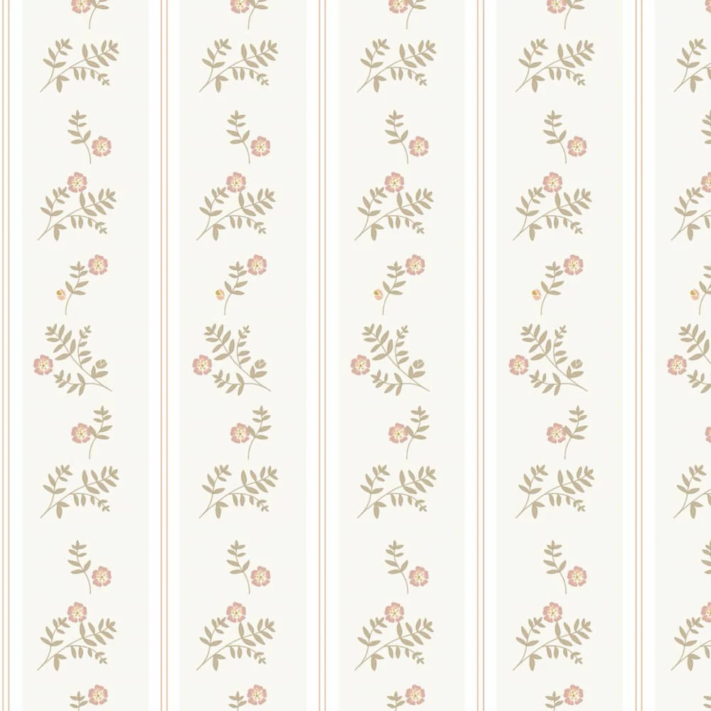 French Cottage Flowers Beige Wallpaper