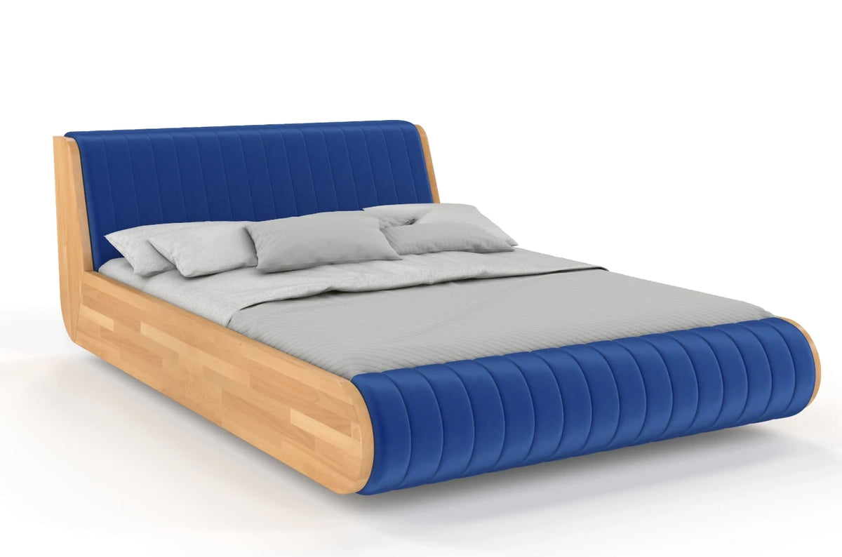 HARALD Beech Floating Bed with Upholstered Headboard