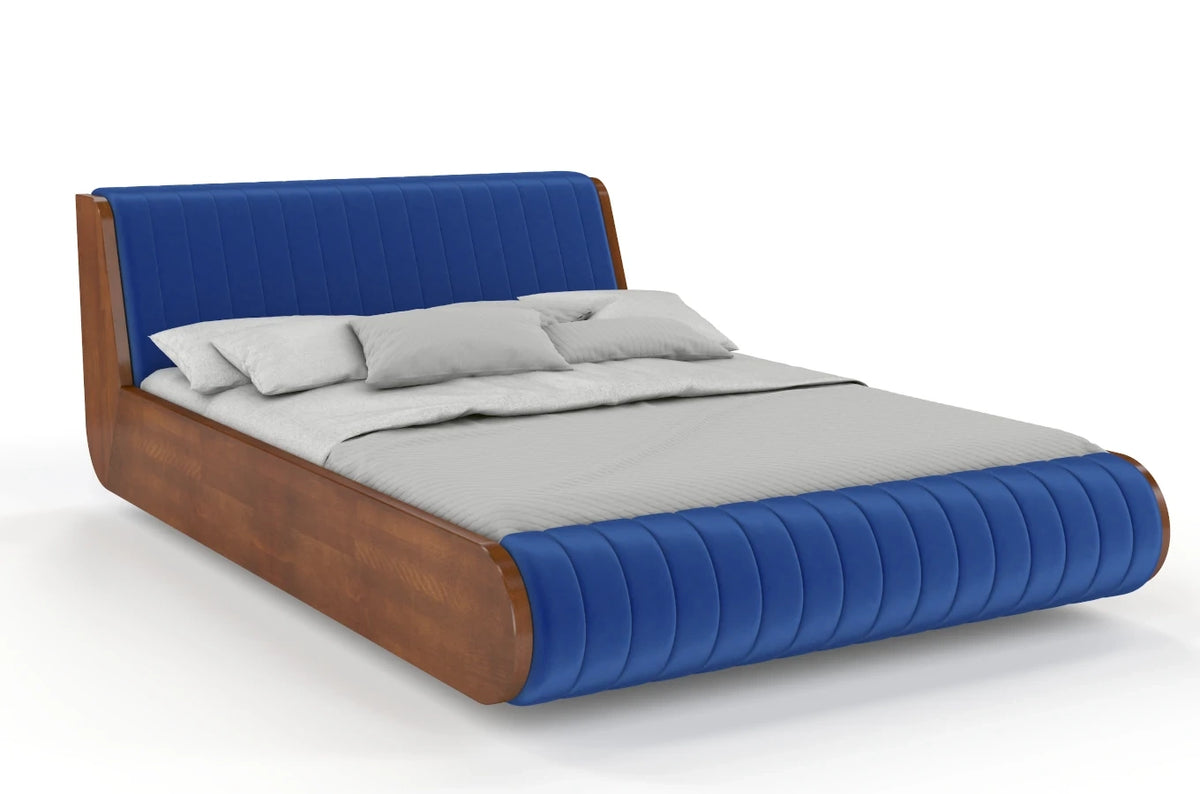 HARALD Beech Floating Bed with Upholstered Headboard