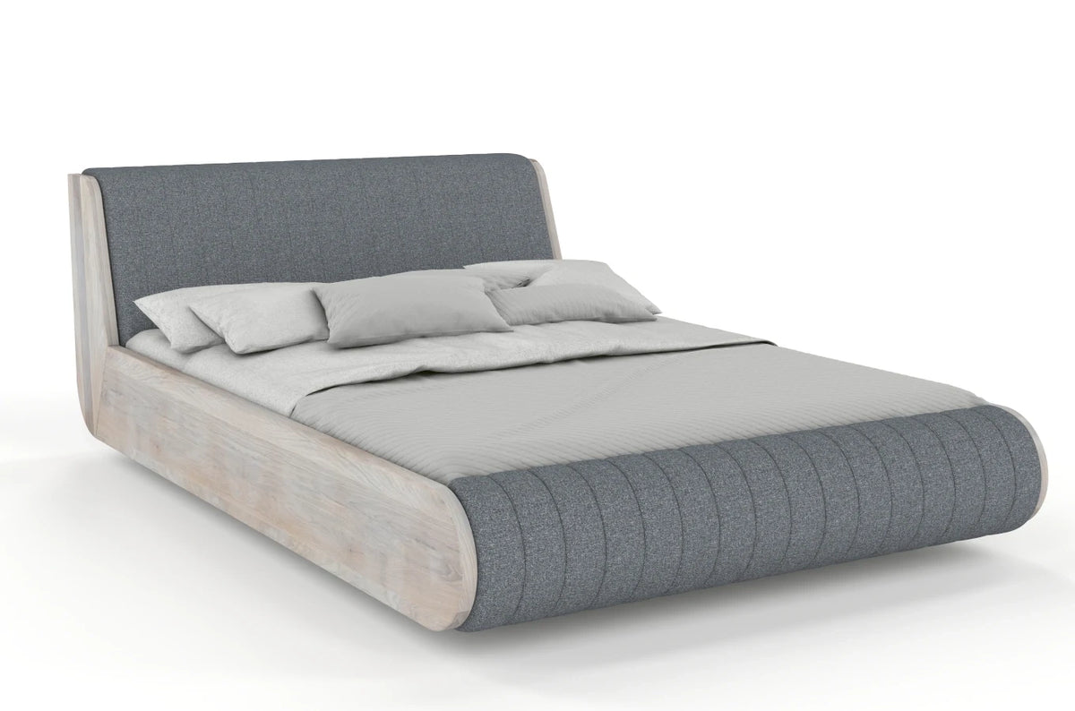 HARALD Oak Floating Bed with Upholstered Headboard