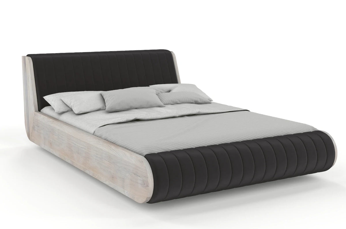 HARALD Oak Floating Bed with Upholstered Headboard