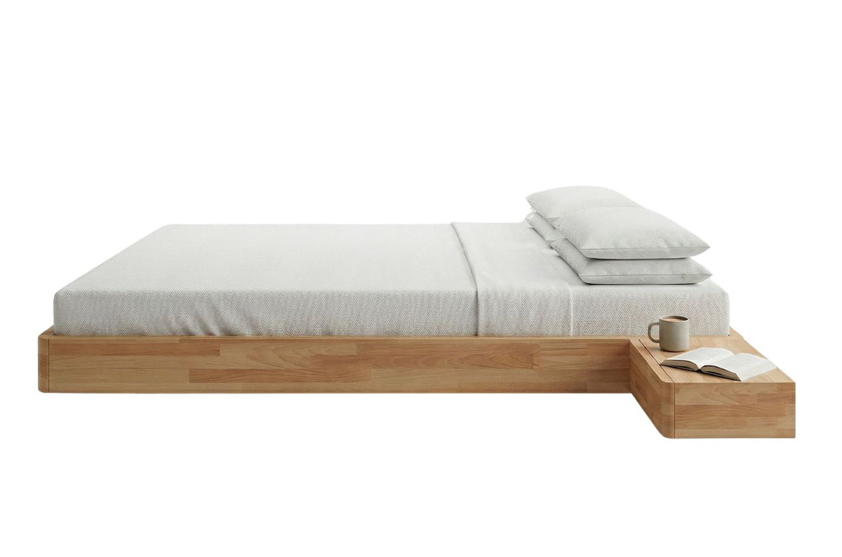 LENA FLAT Beech Floating Bed without Headboard