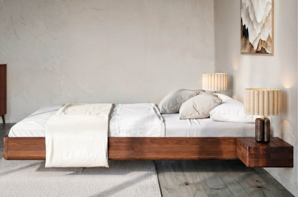 LENA FLAT Beech Floating Bed without Headboard