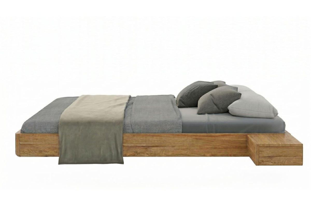 LENA FLAT Oak Floating Bed without Headboard