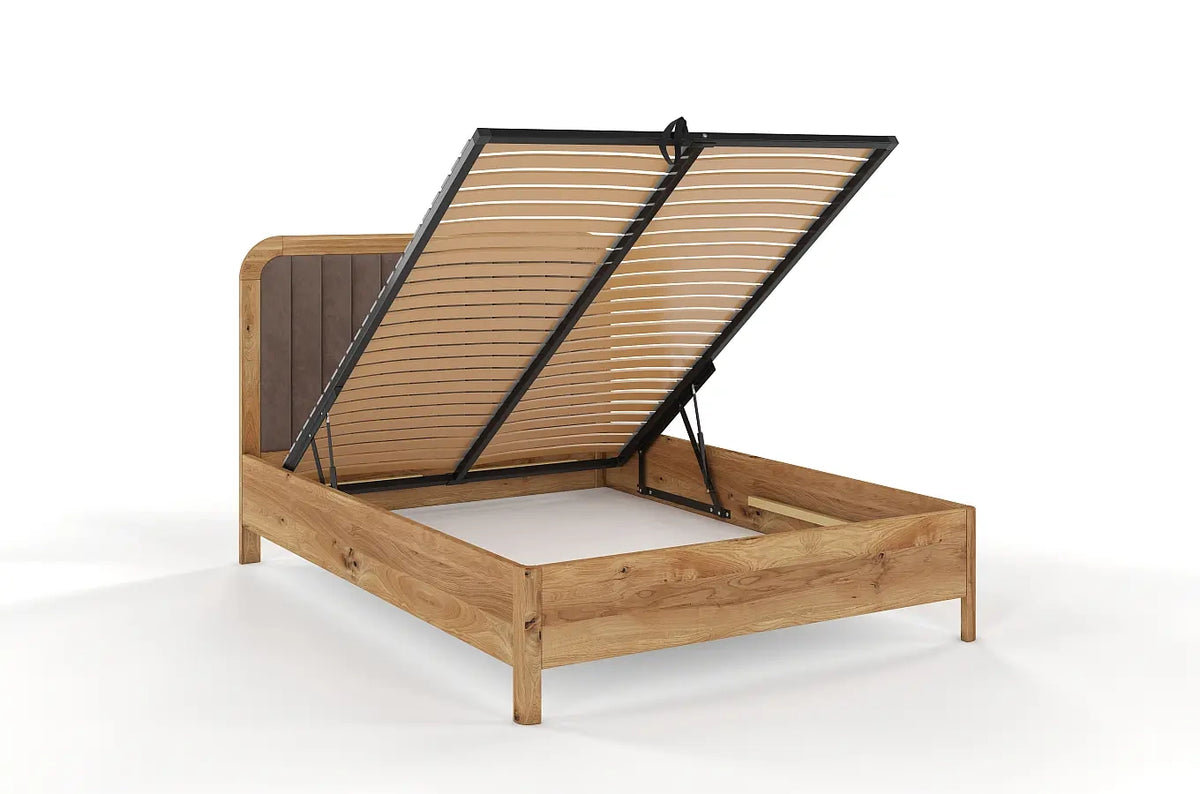 MODENA BC Oak Bed with Lift-Up Storage