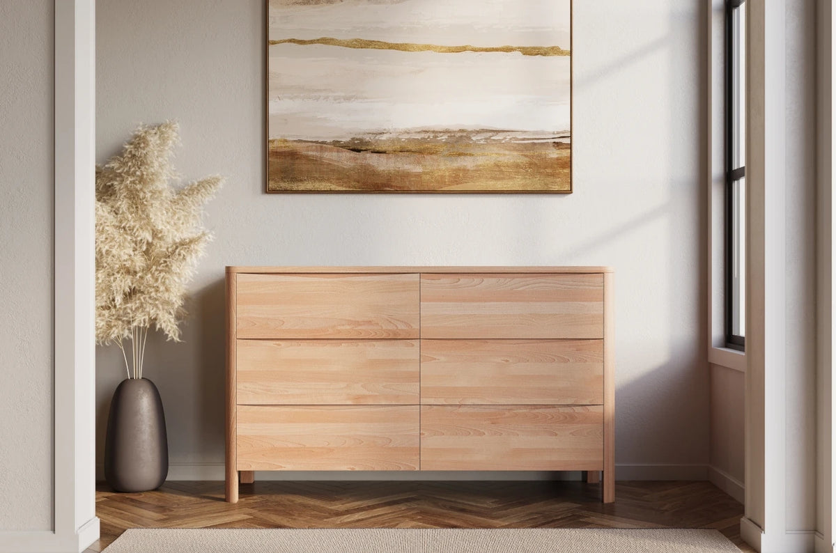 MODENA LOW Beech Chest of Drawers 150CM