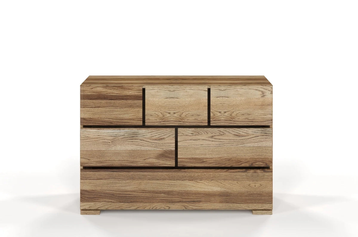 SANDEMO Oak 6 Drawer Chest 120CM (3+2+1)