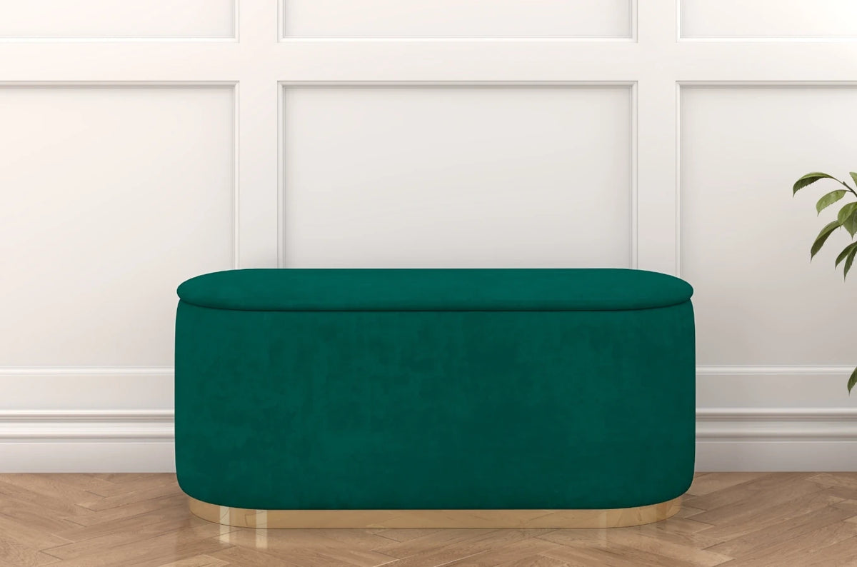 SCARLETT Oval Storage Pouf with Gold Base