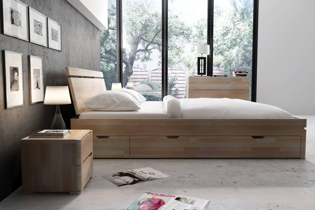 SPARTA Beech Maxi Bed with 4 Drawers