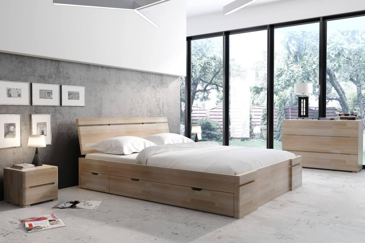 SPARTA Beech Maxi Bed with 4 Drawers