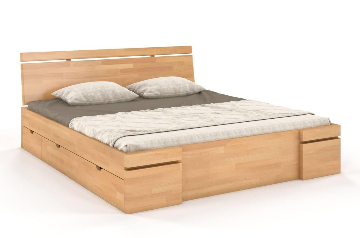 SPARTA Beech Maxi Bed with 4 Drawers